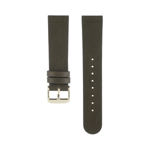 Olive khaki green leather Hervor watch straps with gold buckle