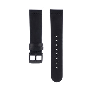 Black leather Hervor watch straps with black buckle