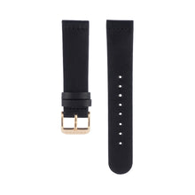 Load image into Gallery viewer, Black leather Hervor watch straps with rose gold buckle