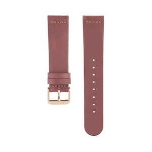 Dusty rose dark pink leather Hervor watch straps with rose gold buckle