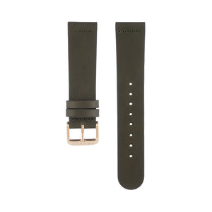 Olive khaki green leather Hervor watch straps with rose gold buckle
